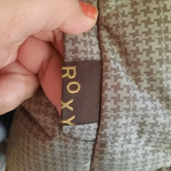 Roxy cream herringbone print endurance 10,000mm down ski winter jacket - Picture 7 of 9